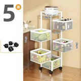 Stackable Metal Rotating Basket Rack with Wheels - rotating storage rack, kitchen organizer cart, stackable basket shelf