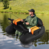 Inflatable Fishing Float Tube with Adjustable Rod Holder and Fish Hook Stator - Solo Angler Watercraft, Portable Fishing Platform, Gear Storage Float