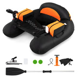 Inflatable Fishing Float Tube with Adjustable Rod Holder and Fish Hook Stator - Solo Angler Watercraft, Portable Fishing Platform, Gear Storage Float