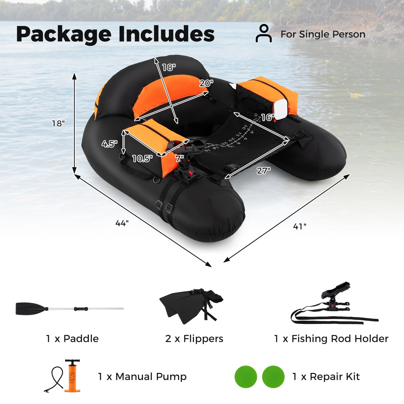 Inflatable Fishing Float Tube with Adjustable Rod Holder and Fish Hook – Be Healthy