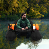 Inflatable Fishing Float Tube with Adjustable Rod Holder and Fish Hook Stator - Solo Angler Watercraft, Portable Fishing Platform, Gear Storage Float
