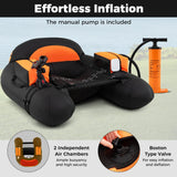 Inflatable Fishing Float Tube with Adjustable Rod Holder and Fish Hook Stator - Solo Angler Watercraft, Portable Fishing Platform, Gear Storage Float