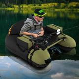 Inflatable Fishing Float Tube with Adjustable Rod Holder and Fish Hook Stator - Solo Angler Watercraft, Portable Fishing Platform, Gear Storage Float