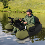 Inflatable Fishing Float Tube with Adjustable Rod Holder and Fish Hook Stator - Solo Angler Watercraft, Portable Fishing Platform, Gear Storage Float