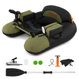 Inflatable Fishing Float Tube with Adjustable Rod Holder and Fish Hook Stator - Solo Angler Watercraft, Portable Fishing Platform, Gear Storage Float