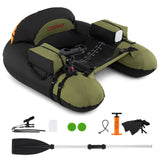 Inflatable Fishing Float Tube with Adjustable Rod Holder and Fish Hook Stator - Solo Angler Watercraft, Portable Fishing Platform, Gear Storage Float
