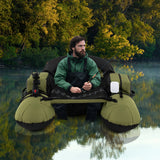 Inflatable Fishing Float Tube with Adjustable Rod Holder and Fish Hook Stator - Solo Angler Watercraft, Portable Fishing Platform, Gear Storage Float