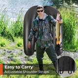 Inflatable Fishing Float Tube with Rod Holder and Storage Pockets - Camouflage, Watercraft Angling Platform, Portable Lake Fishing Gear, Outdoor Floatation Seat