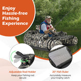 Inflatable Fishing Float Tube with Rod Holder and Storage Pockets - Camouflage, Watercraft Angling Platform, Portable Lake Fishing Gear, Outdoor Floatation Seat