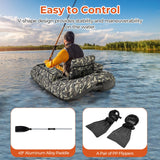 Inflatable Fishing Float Tube with Rod Holder and Storage Pockets - Camouflage, Watercraft Angling Platform, Portable Lake Fishing Gear, Outdoor Floatation Seat