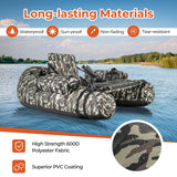 Inflatable Fishing Float Tube with Rod Holder and Storage Pockets - Camouflage, Watercraft Angling Platform, Portable Lake Fishing Gear, Outdoor Floatation Seat
