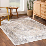 Rudo Neutral Medallion Washable Rug – classic design, easy-care, versatile
