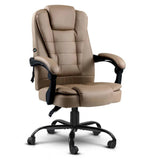 Artiss Massage Office Chair PU Leather Reclining Executive Chair, Ergonomic Workstation Seating, Vibration Comfort System, Adjustable Computer Chair