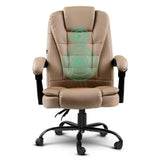 Artiss Massage Office Chair PU Leather Reclining Executive Chair, Ergonomic Workstation Seating, Vibration Comfort System, Adjustable Computer Chair