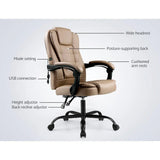 Artiss Massage Office Chair PU Leather Reclining Executive Chair, Ergonomic Workstation Seating, Vibration Comfort System, Adjustable Computer Chair