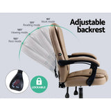 Artiss Massage Office Chair PU Leather Reclining Executive Chair, Ergonomic Workstation Seating, Vibration Comfort System, Adjustable Computer Chair