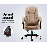 Artiss Massage Office Chair PU Leather Reclining Executive Chair, Ergonomic Workstation Seating, Vibration Comfort System, Adjustable Computer Chair