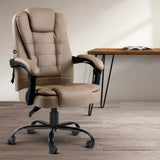 Artiss Massage Office Chair PU Leather Reclining Executive Chair, Ergonomic Workstation Seating, Vibration Comfort System, Adjustable Computer Chair