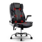8-Point PU Leather Massage Office Chair with Vibration Therapy and Lumbar Support - Ergonomic Executive Seating, Adjustable Work Chair, High-Back Comfort Recliner