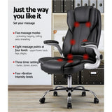 8-Point PU Leather Massage Office Chair with Vibration Therapy and Lumbar Support - Ergonomic Executive Seating, Adjustable Work Chair, High-Back Comfort Recliner