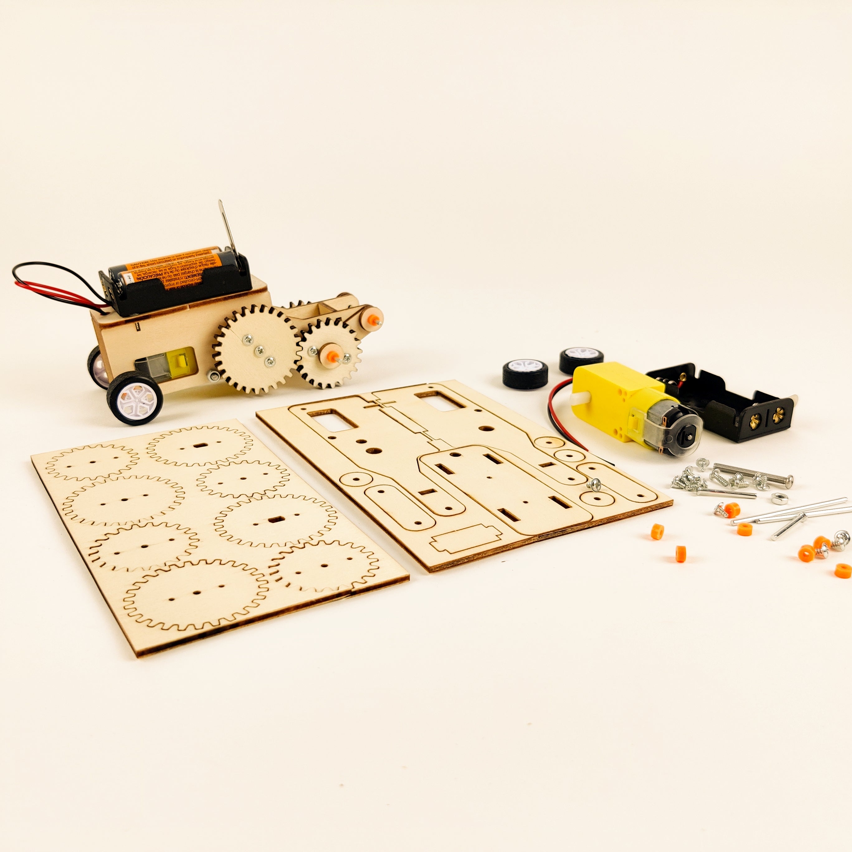 Simple Drivetrain Toy Gear Car DIY Kit, Educational STEM Toy – Mechanics, Engineering, Motio ...