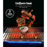 Grillz Portable Gas BBQ Grill with Stainless Steel Burner and Thermometer, Compact Outdoor Cooker, Travel Barbecue Station, LPG Camping Grill