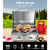 Grillz Portable 2 Burner Gas BBQ Grill with Stainless Steel Construction, Outdoor Cooking Station, Dual-Burner Barbecue Cooker, Travel Grilling System