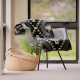 Yachana Alpaca Throw Blanket, Interlocking Lines, Gray Black Cream - Real Alpaca Wool