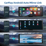 10.26" Portable Wireless CarPlay and Android Auto Touchscreen Display with Backup Camera, Smart Driving Monitor, HD Multimedia Receiver, Universal Vehicle Screen