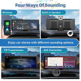 10.26" Portable Wireless CarPlay and Android Auto Touchscreen Display with Backup Camera, Smart Driving Monitor, HD Multimedia Receiver, Universal Vehicle Screen