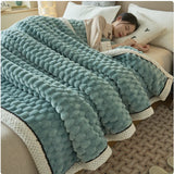 Winter Coral Flannel Blanket, Soft Thermal Throw, Cozy Home Blanket