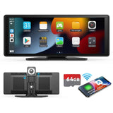 10.26" Portable Wireless CarPlay and Android Auto Touchscreen Display with Backup Camera, Smart Driving Monitor, HD Multimedia Receiver, Universal Vehicle Screen