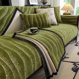 Green Couch Cover – Durable, Machine-Washable Slipcover for 2/3/4 Seater Sofas - Velvet Sofa Protector, Stretch Couch Cover, Home Furniture Slipcover
