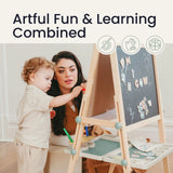 Tiny Land® Magnitales Adjustable Art Easel for Kids – creative learning, magnetic boards, space-saving design
