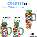 COLDEST 24oz Limitless Ultra V8 Insulated Water Bottle – Leakproof, Floating Design, Multi-Lid Hydration System, stainless steel, cupholder friendly, cirkul compatible