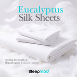 Eucalyptus Lyocell Sheet Set – Cooling, Breathable & Hypoallergenic Luxury Bedding, Moisture-Wicking Bed Sheets, Sustainable Sleep Essentials, Vegan Silk Feel