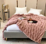 Luxury Faux Rabbit Fur Blanket, Soft Winter Throw, Plush Home Blanket