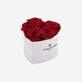 Baby Heart Preserved Red Rose Box in White Gift Case – romantic keepsake, mini floral display, timeless elegance