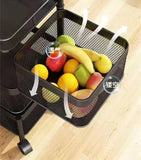 Stackable Metal Rotating Basket Rack with Wheels - rotating storage rack, kitchen organizer cart, stackable basket shelf