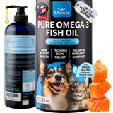 Wild-Caught Salmon & Pollock Oil Food Topper for Dogs & Cats, 32 oz - Omega 3-6-9, EPA & DHA, Skin & Coat Support