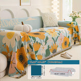 Boho Chic Double-sided Chenille Sofa Cover with Tassels - All-Season - Bohemian Couch Protector, Tassel Sofa Throw, Reversible Chenille Cover