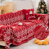 Festive Red Christmas Sofa Cover | Slipcovers for Couches (1-4 Seats) - Holiday Couch Protector, Red Sofa Slipcover, Christmas Decor Cover