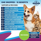15-in-1 Liquid Multivitamin for Cats & Dogs with Glucosamine and Cranberry - Daily Nutrition, Joint Mobility, Skin & Coat