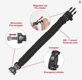 Orange Survival Bracelet 5-in-1 Multifunctional – paracord bracelet, camping gear, emergency tool