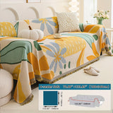 Boho Chic Double-sided Chenille Sofa Cover with Tassels - All-Season - Bohemian Couch Protector, Tassel Sofa Throw, Reversible Chenille Cover