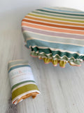 Reusable Bowl Cover- Beach Chair Stripes - Cotton Bowl Cover, Eco-Friendly Food Lid, Reusable Kitchen Cover