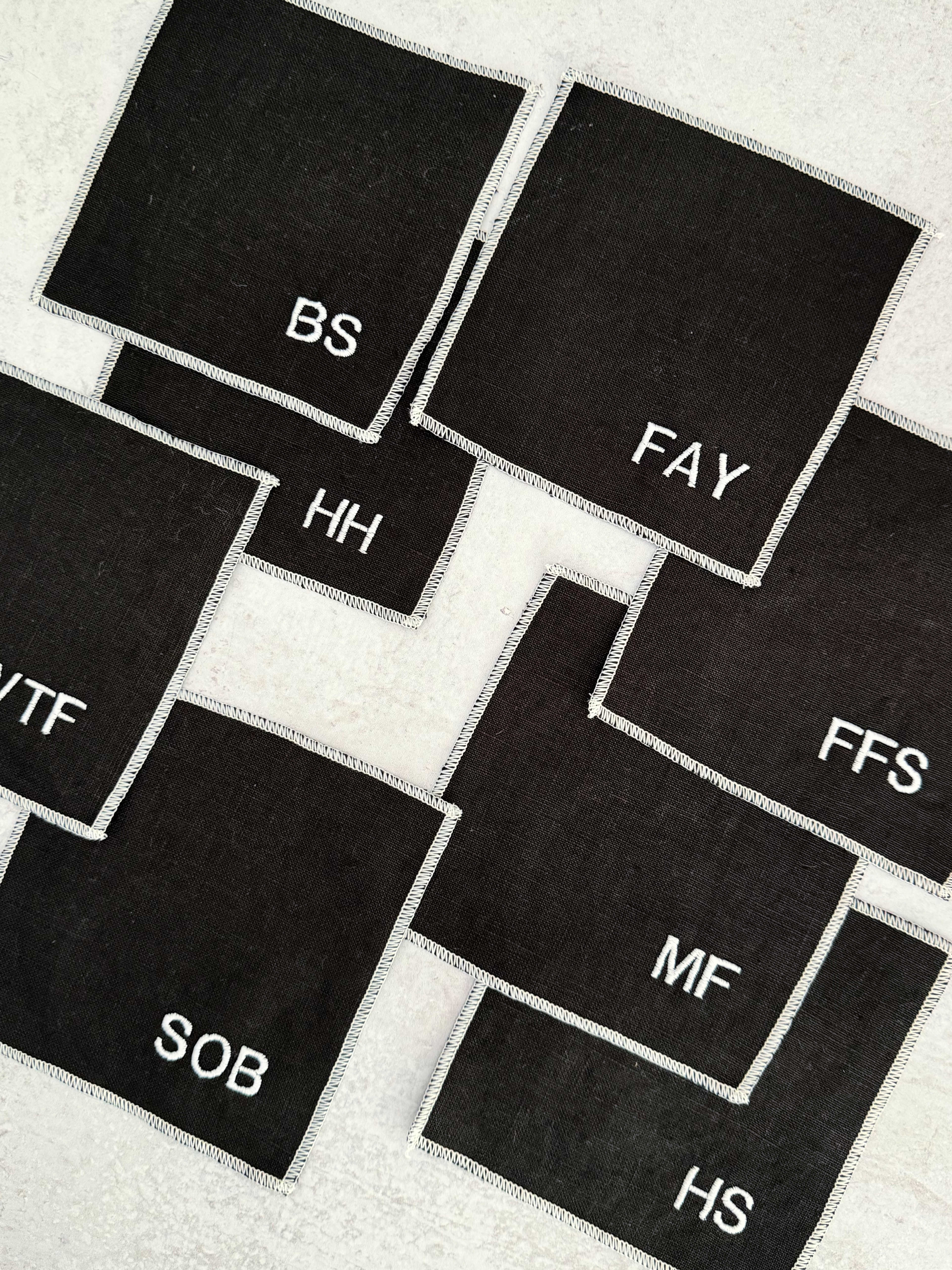 Sweary Cocktail Coasters in Black and White, set of eight - Humorous Drink Mats, Bar Linen Coasters, Novelty Beverage Protectors