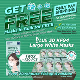 (FREE🔥) 1 Box/720pcs Blue KF94 3D Mask (Large White - Adult Size)  - EXP Sep 2025