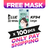 (FREE🔥) 100pcs Blue KF94 3D Mask (Large White - Adult Size)  - EXP Sep 2025