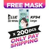 (FREE🔥) 200pcs Blue KF94 3D Mask (Large White - Adult Size)  - EXP Sep 2025